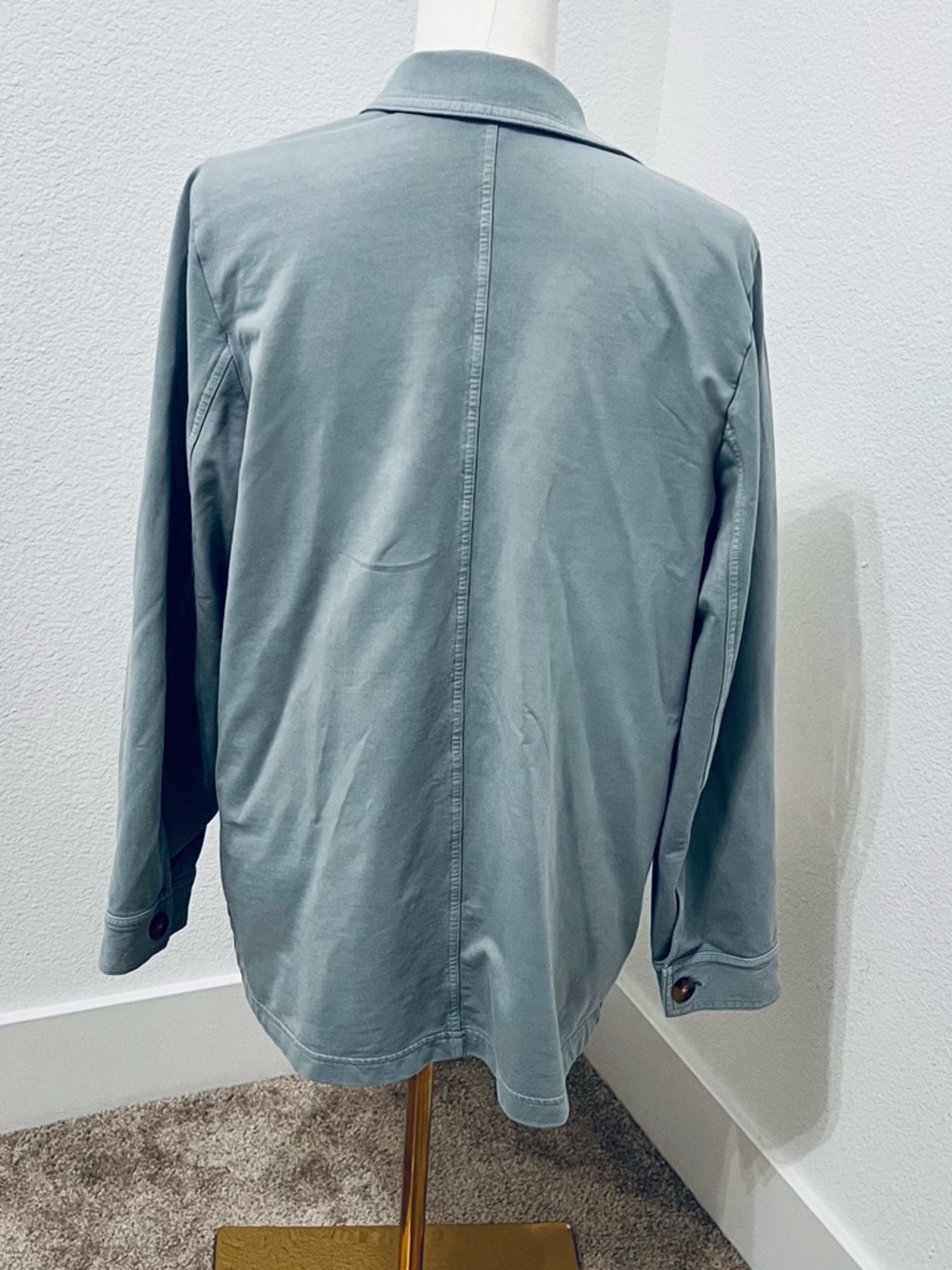 J. Jill Chore Jacket Medium Bluestone Garment-Dyed Utility Cotton Stretch - Picture 4 of 9